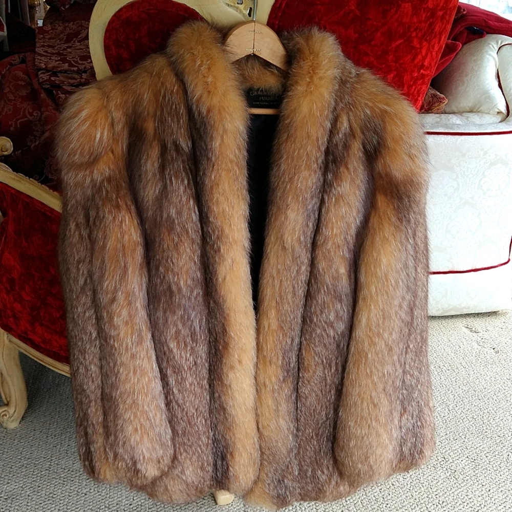 CRYSTAL FOX JACKET, SZ 6, MADE BY GIORGIOS PAPPAS FURRIER NYC